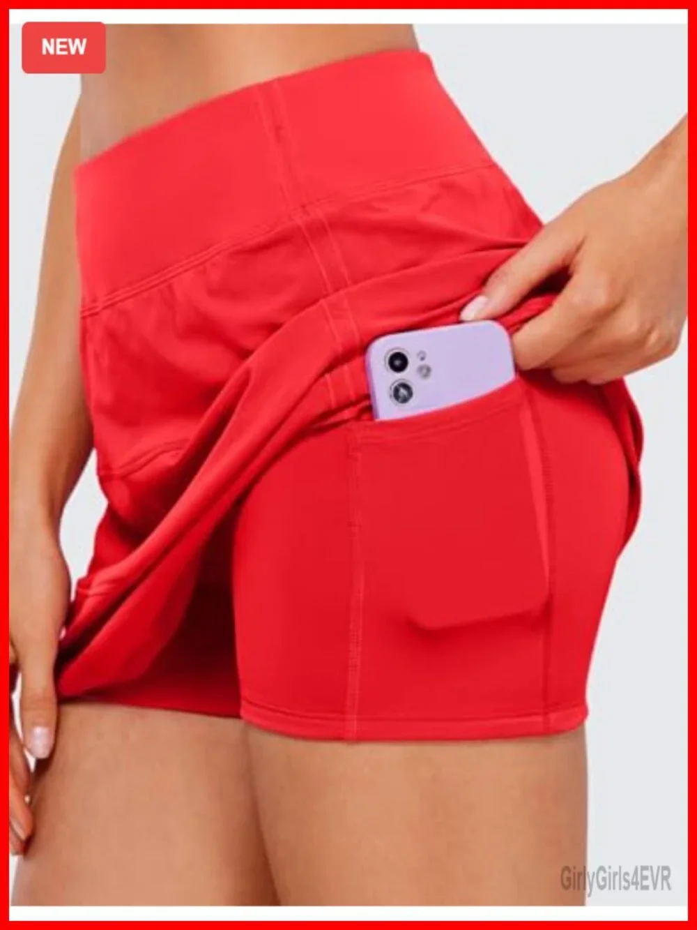 High Waisted A-Line Golf Skort with Built-in Shorts, Pockets, Quick-Dry, Back